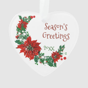 Seizoen Groetjes Pointsettia Gedateerd Vakantie Ornament