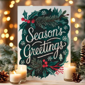 Seizoen Groetjes Waterverf Kerst Feestdagen Kaart