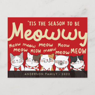 Seizoen is Meowwy Funny Cute Cats Caroling Briefkaart