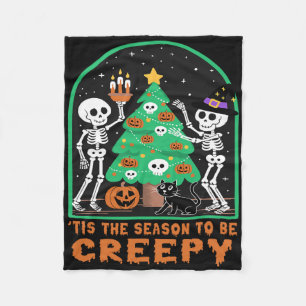 Seizoen om griezelige Halloween-skeletten met Chri Fleece Deken