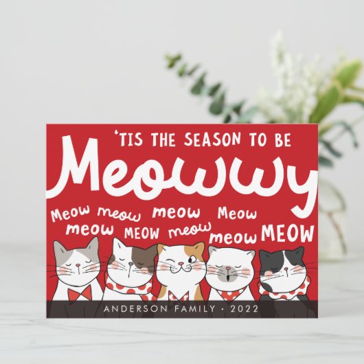 Seizoen om Kerstmis Miauw-lijk Grappig te Maken me Feestdagenkaart (Staand voorkant)