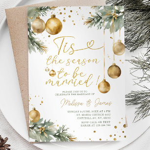 Seizoen om te trouwen Gold Bauble Christmas Weddin Kaart