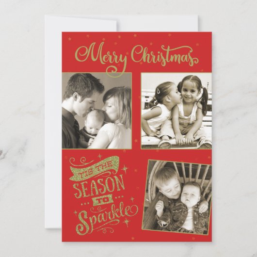 Seizoen op de speciale foto voor kerstfeestjes 3 feestdagenkaart (Voorkant)