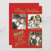 Seizoen op de speciale foto voor kerstfeestjes 3 feestdagenkaart (Voorkant / Achterkant)