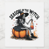 Seizoen van de Witch Spooky Halloween Witch Wijn Etiket (Enkel label)