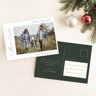 Seizoen van Joy Elegant Green Family Foto Kerstmis Briefkaart