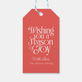 Seizoen van vreugde Kerstcadeautag Geschenk met na Cadeaulabel