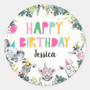 Seizoendag van de partij "Dierlijke dieren" Ronde Sticker