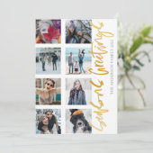 Seizoenen Goud Script 8 Kerstmis Foto Feestdagenkaart (Staand voorkant)
