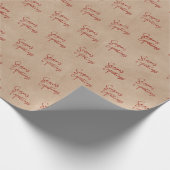 Seizoenen Groeten Kraft Red Script Vakantie Cadeaupapier (Hoek)