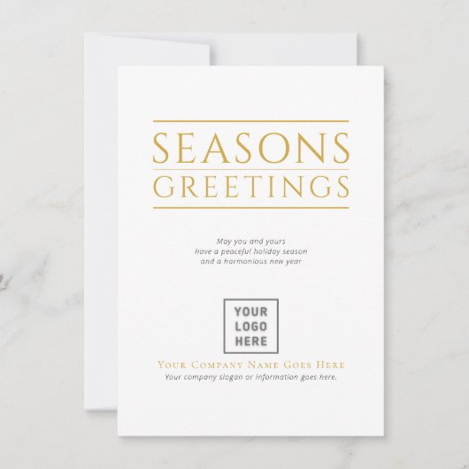 Seizoenen Groeten Logo Gold Stripes Business Feestdagenkaart (Voorkant)
