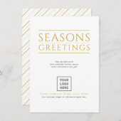 Seizoenen Groeten Logo Gold Stripes Business Feestdagenkaart (Voorkant / Achterkant)