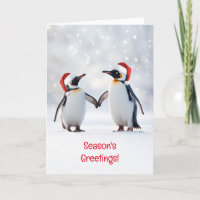 Seizoenen Groeten Twee Pinguïns in de Sneeuw Schat
