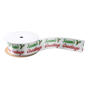 Seizoenen Groetings Holly Kerstred groen script Lint