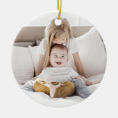 Seizoenen Groetjes Check + krans Kerstfoto Keramisch Ornament (Voorkant)