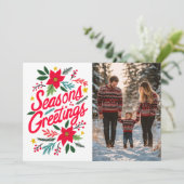 SEIZOENEN GROETJES KERST CUSTOM 2 FOTO FEESTDAGENKAART (Staand voorkant)