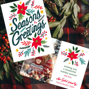 SEIZOENEN GROETJES KERST CUSTOM FOTO FEESTDAGENKAART
