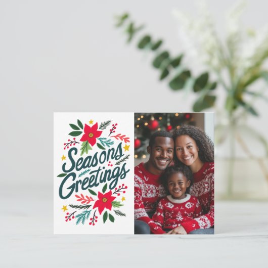 SEIZOENEN GROETJES KERST FEESTDAGEN AANGEPASTE FOT BRIEFKAART (Staand voorkant)