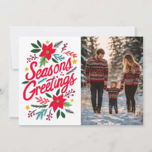 SEIZOENEN GROETJES KERST FEESTDAGEN AANGEPASTE FOT FEESTDAGENKAART