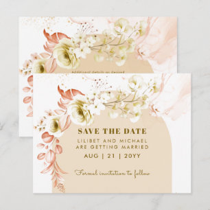 Seizoenen Herfst Earthen Boho Floral Wedding SAVE  Briefkaart