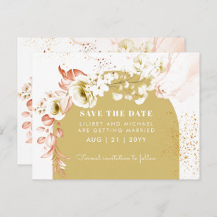 Seizoenen Herfst Earthen Boho Floral Wedding SAVE  Briefkaart