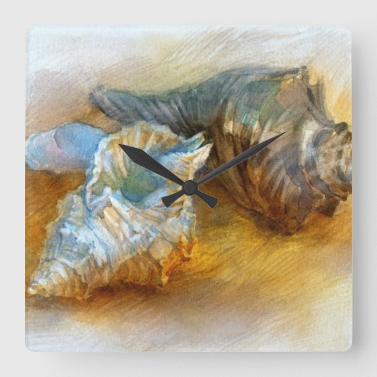 Seizoenen op het strand vierkante klok (Voorkant)