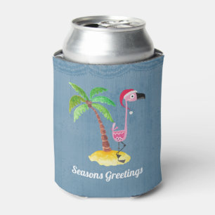 Seizoenen Roze Flamingo in Santa Hat Blikjeskoeler
