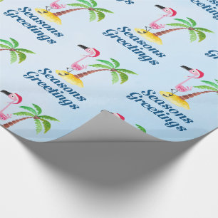 Seizoenen Roze Flamingo in Santa Hat Cadeaupapier