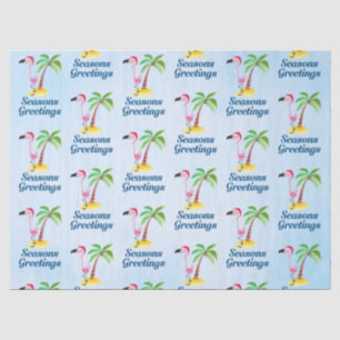 Seizoenen Roze Flamingo in Santa Hat Tissuepapier