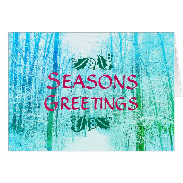 SEIZOENGREETTE WINTER BOSSEN BLUE KAART (Voorkant Horizontaal)