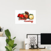 Seizoengroeten - Baubles & Pine Cones Poster (Thuiskantoor)