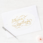 Seizoengroeten (GOLD) Ovale Sticker (Envelop)