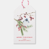 Seizoengroeten - kerstgroen met vogel cadeaulabel (Voorkant)