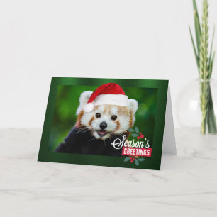 Seizoengroeten van Red Panda Kerstman Feestdagen Kaart