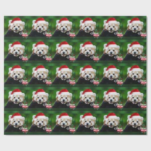 Seizoengroeten van Red Panda Santa Wrapping Pa Cadeaupapier (Vlak)