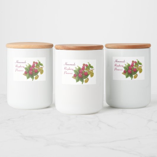 SEIZOEN'S FRUIT / FRAMBOZEN. Behoudt wit Voedselcontainer Etiket (Flessen)