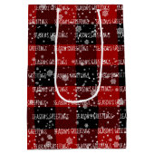 SEIZOENS GROETINGS tekst in sneeuwvlokken Medium Cadeauzakje (Achterkant)