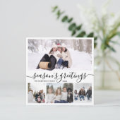 Seizoensbegroetings script Foto Collage Kerstmis Feestdagenkaart (Staand voorkant)