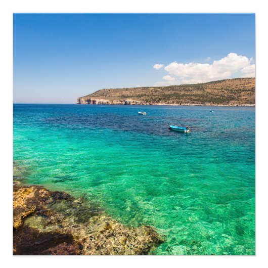 seizoenscapsule met kleine vissersboot foto afdruk (Voorkant)