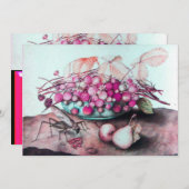 SEIZOENSFRUIT / AARDBEIEN, PEREN Fuchsia roze Aankondiging (Voorkant / Achterkant)