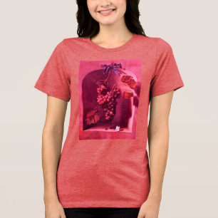 SEIZOENSFRUIT / GEHANGEN DRUIVEN EN VLINDER Roze Tri-Blend Shirt