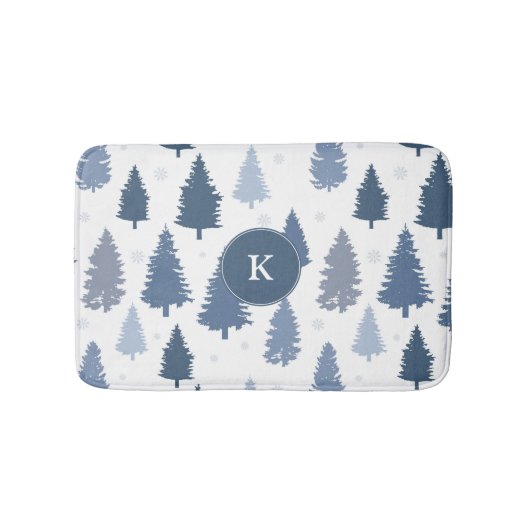 Seizoensgebonden dennenbomen en sneeuwvlokken patr badmat (Voorkant)