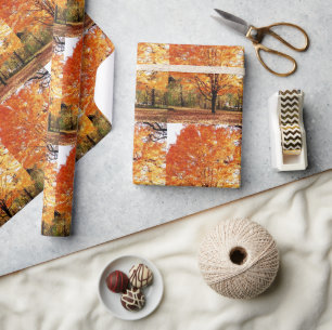 Seizoensgebonden herfst esdoornblad boom / oranje  cadeaupapier