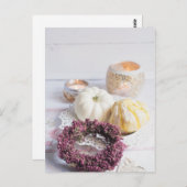 Seizoensgebonden herfstkaars en pompoenstilstand briefkaart (Voorkant / Achterkant)