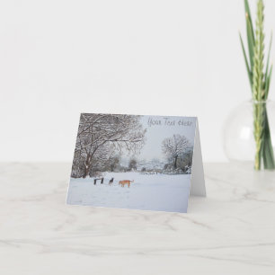 Seizoensgebonden hond Sneeuw Scene Landschap Reali Feestdagen Kaart