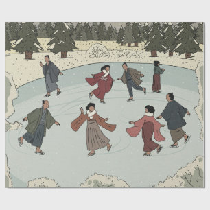 Seizoensgebonden schaatsen cadeaupapier