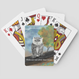 Seizoensgebonden uilschildering in natuurwonderen pokerkaarten