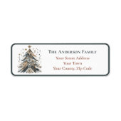 Seizoensgebonden Waterverf Boho Feathers kerstboom Etiket (Voorkant)