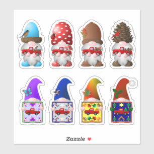 Seizoensgnomen met kleine rode vrachtwagenssticker sticker