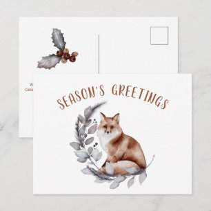 SeizoensGreetings Red Fox KerstGreenery Briefkaart